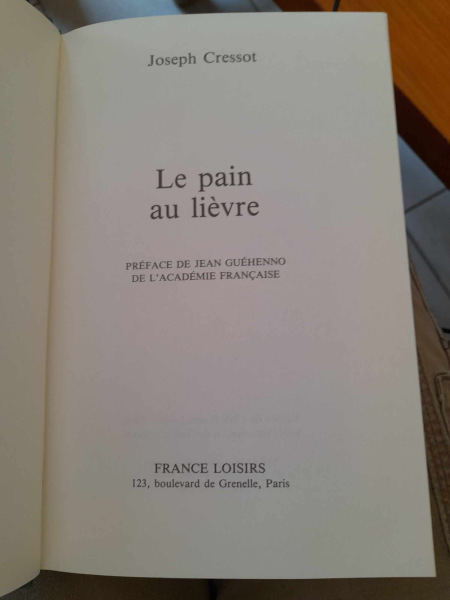 Vente Le pain au li&egrave;vre - joseph cressot