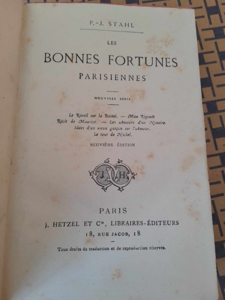 Vente Les bonnes fortunes parisiennes  -  p.j. stahl