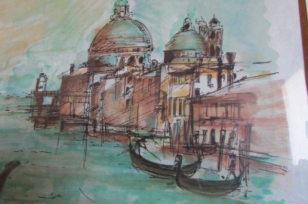 Lithographie originale de venise par jean pradel , pas cher