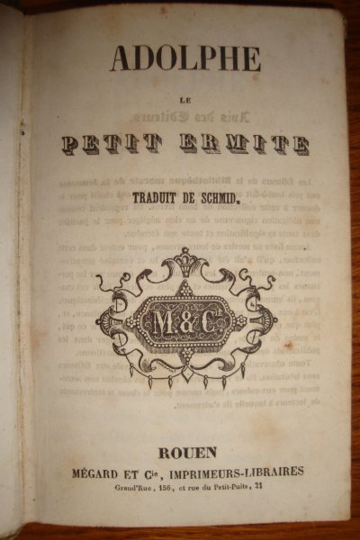 Vente Livre ancien adolphe le petit ermite 1850