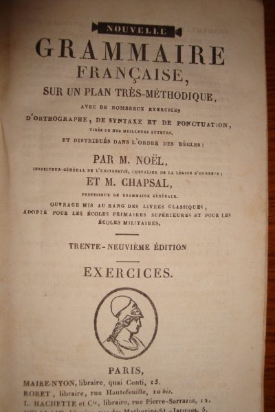 Vente Livre ancien grammaire française 1846