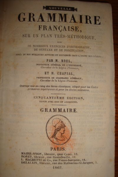 Vente Livre ancien grammaire française 1862