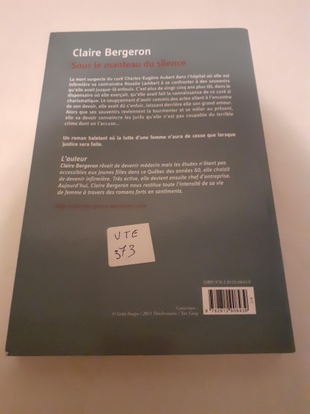 Vente Livre claire bergeran  "sous le manteau du silence