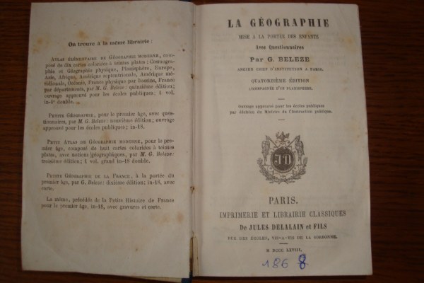 Vente Livre de géographie 1868