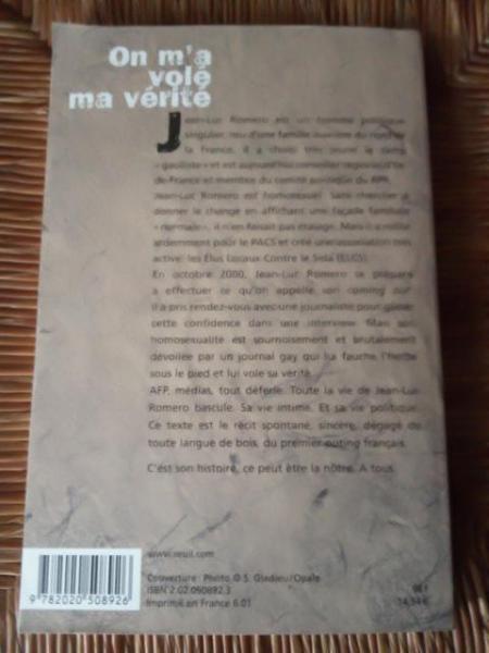 Vente Livre jean-luc romero   " on m"a volé ma vérité "