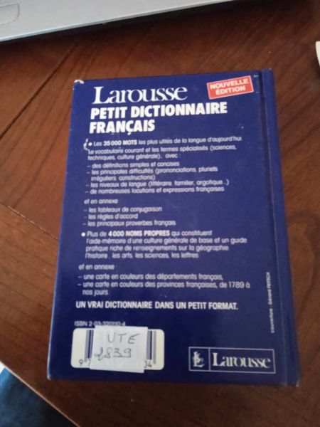 Livre " petit dictionnaire français " pas cher