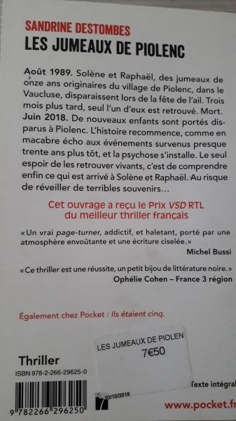 Vente Livre thriller fran&ccedil;ais