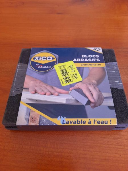 Lot 2 éponges abrasifs - bloc  grain 80 et 120