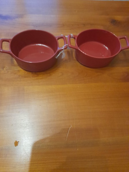 Lot 2 plats / cocottes &agrave; four en c&eacute;ramique  couleu