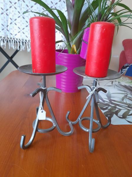 Lot 2 portes bougies en m&eacute;tal