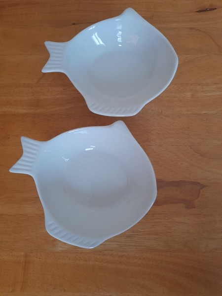 Lot 2 ramequins c&eacute;ramique forme poisson