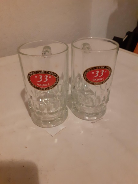 Lot 2 verres à bières 33 export type bock