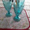 Lot 3 coupes à glaces en verre moulé turquoise occasion