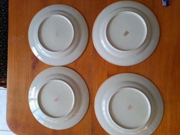 Lot 4 assiettes plates à repas en grès tulowice pas cher