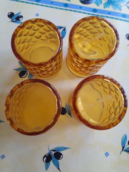 Lot 4 verres ambrés perrod s.a - vintage pas cher