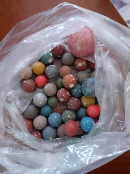 Vente Lot 50 anciennes billes en terre - lot n&deg;3