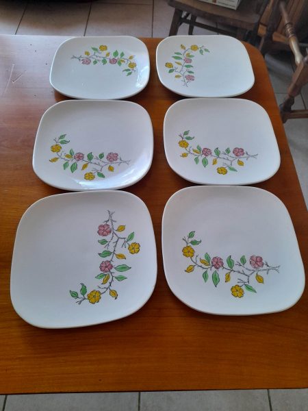 Lot 6 assiettes fromage ou dessert fa&iuml;ence de gien pas cher