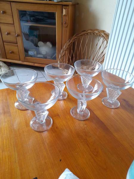 Lot 6 coupe &agrave; glace publicitaire en verre "