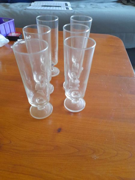 Lot 6 flutes &agrave; champagne en verres - vintage pas cher