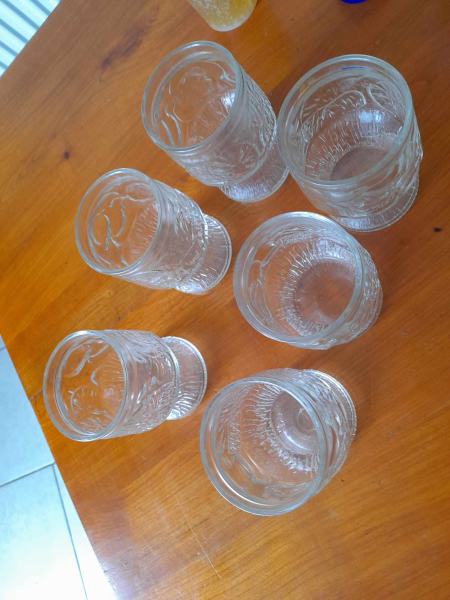 Lot 6 verres &agrave; orangeade en verre moul&eacute; pas cher