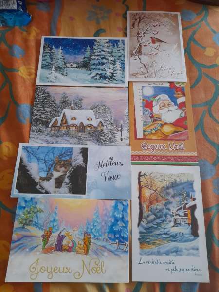Lot 7 cartes postales sp&eacute;ciales fetes