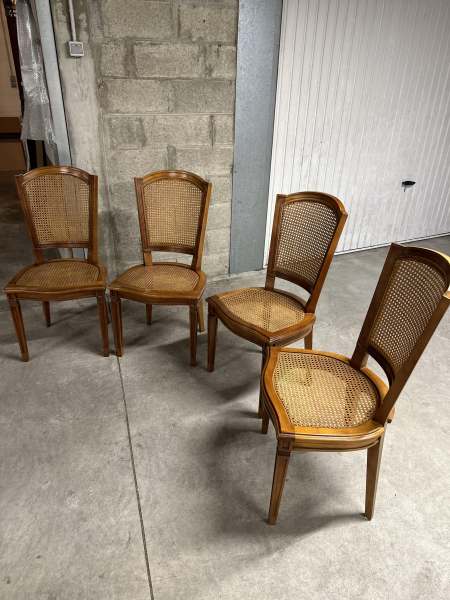 Lot de 4 chaises cannage hetre teinte merisier