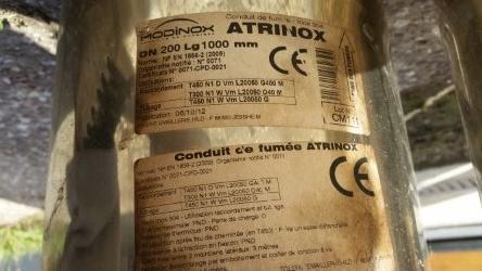 Vente Lot de 5 tuyaux de fum&eacute;e 20 cm x 100 cm inox