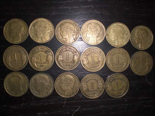 Lot n&deg;11 ou n&deg;12 ou n&deg;13 pieces 1frs-50 cts-bon...