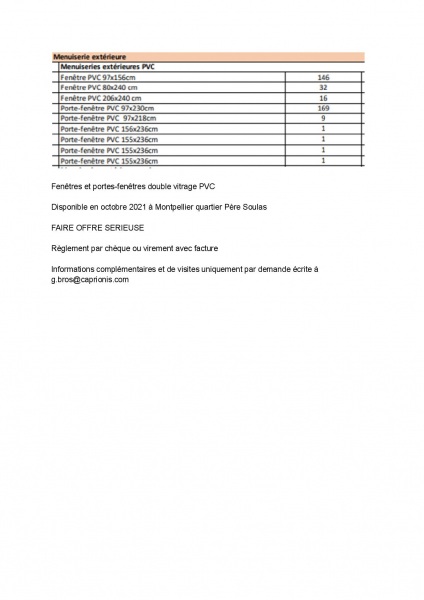 Vente Lots de fen&ecirc;tres et porte-fen&ecirc;tres pvc d'occasion