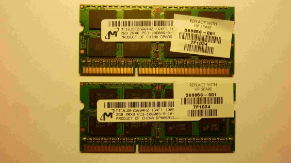 M&eacute;moire pour ordinateur 2 go x 2