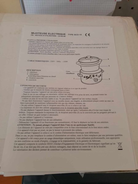 Mijoteuse électrique robolux  type : sco - 15 pas cher