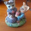 Miniature -petite figurine 2 chats en céramique "