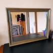 Miroir ancien rectangulaire - cadre en bois vert