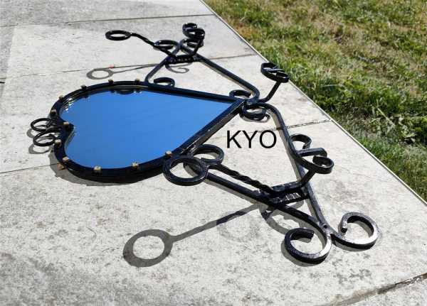 Vente Miroir coeur unique portemanteau mural m&eacute;tal noir