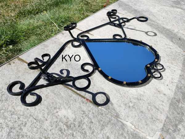 Miroir coeur unique portemanteau mural m&eacute;tal noir pas cher