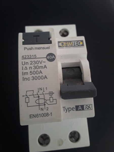 Ohmtec - interrupteur diff&eacute;rentiel - 1p+n - 40a -