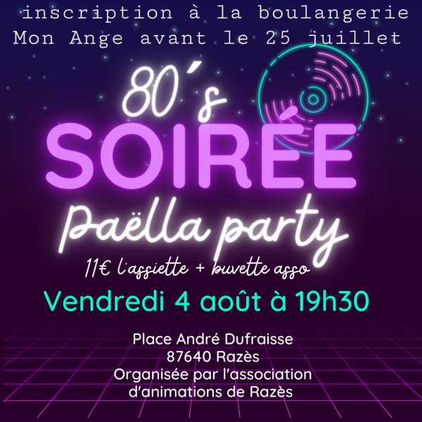 Paella party soirée année 80