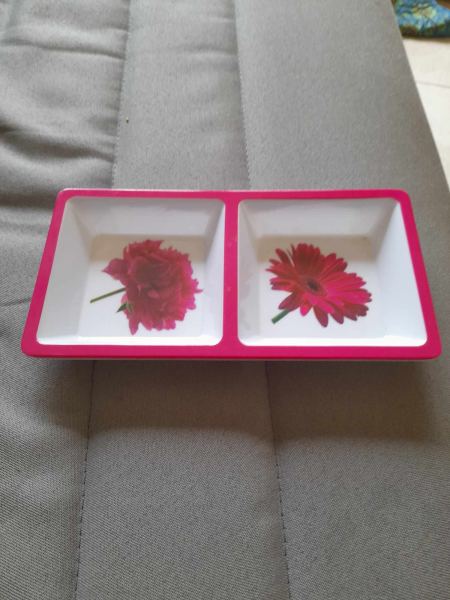 Petit plateau ap&eacute;ritif en plastique - d&eacute;co floral pas cher