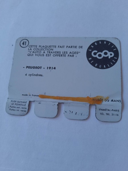 Vente Plaquette publicitaire m&eacute;tal coop n&deg; 41