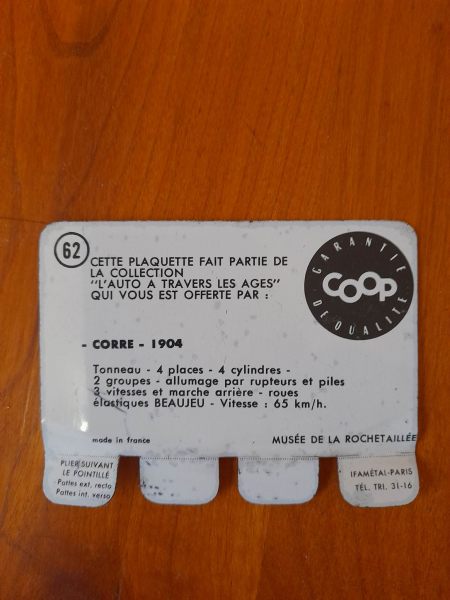 Vente Plaquette publicitaire m&eacute;tal coop n&deg; 62