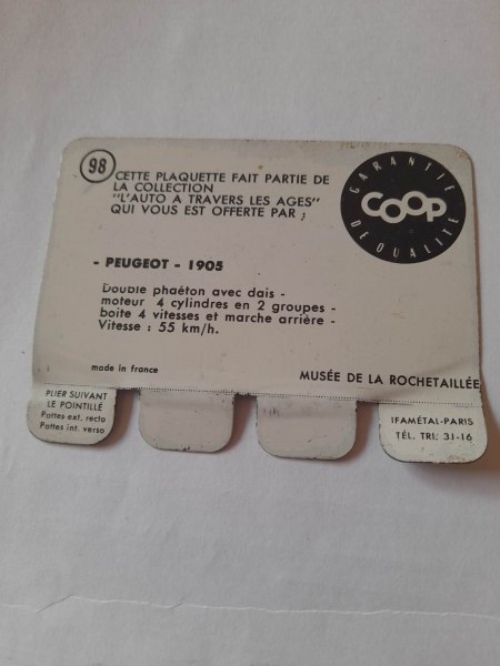 Vente Plaquette publicitaire m&eacute;tal coop n&deg; 98