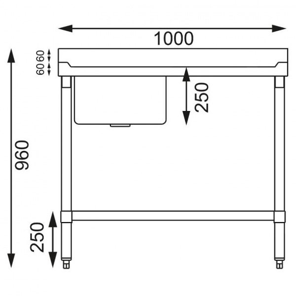 Plonge en inox 100 x 60 cm - bac à gauche - neuve pas cher