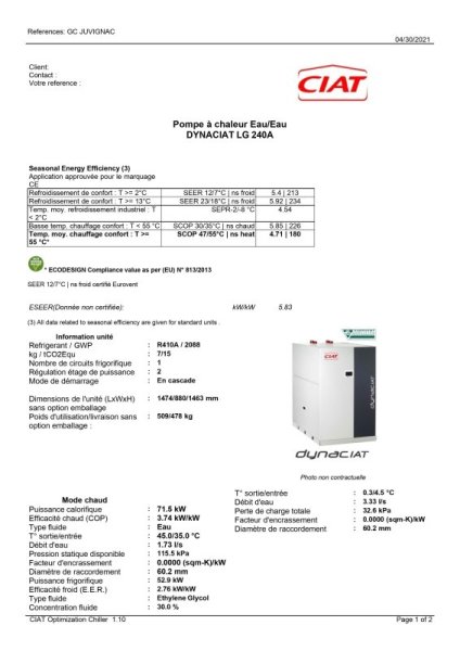 Pompe à chaleur géothermique dynaciat pas cher