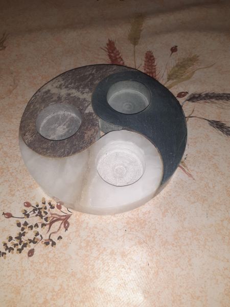 Porte bougie  ying yang en porcelaine