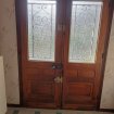 Porte d'entrée double vintage chêne massif vitrée pas cher