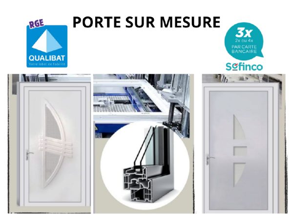 Porte d'entrée sur mesure pvc disponible en stock.