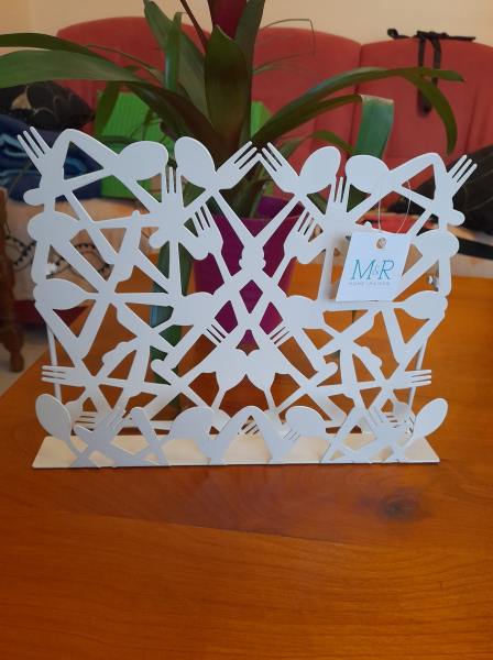 Porte livre sur pied en métal blanc