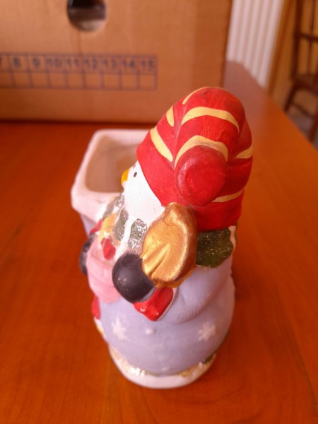 Pot &agrave; plante en c&eacute;ramique -bonhomme de neige- pas cher