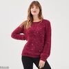 Pull manches longues à sequins rose framboise occasion