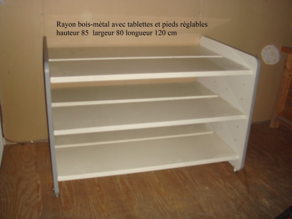 Rayon bois-m&eacute;tal tablette et pieds r&eacute;glables